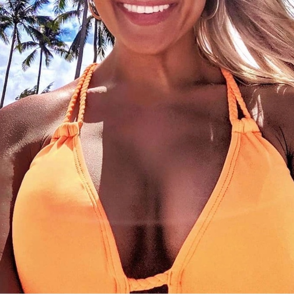 Vibrant Orange Triangle Bikini Top